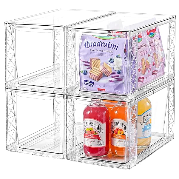 CLEMATE 4PACK STACKABLE KITCHEN STORAGE ORGANIZER, PANTRY ORGANIZERS...