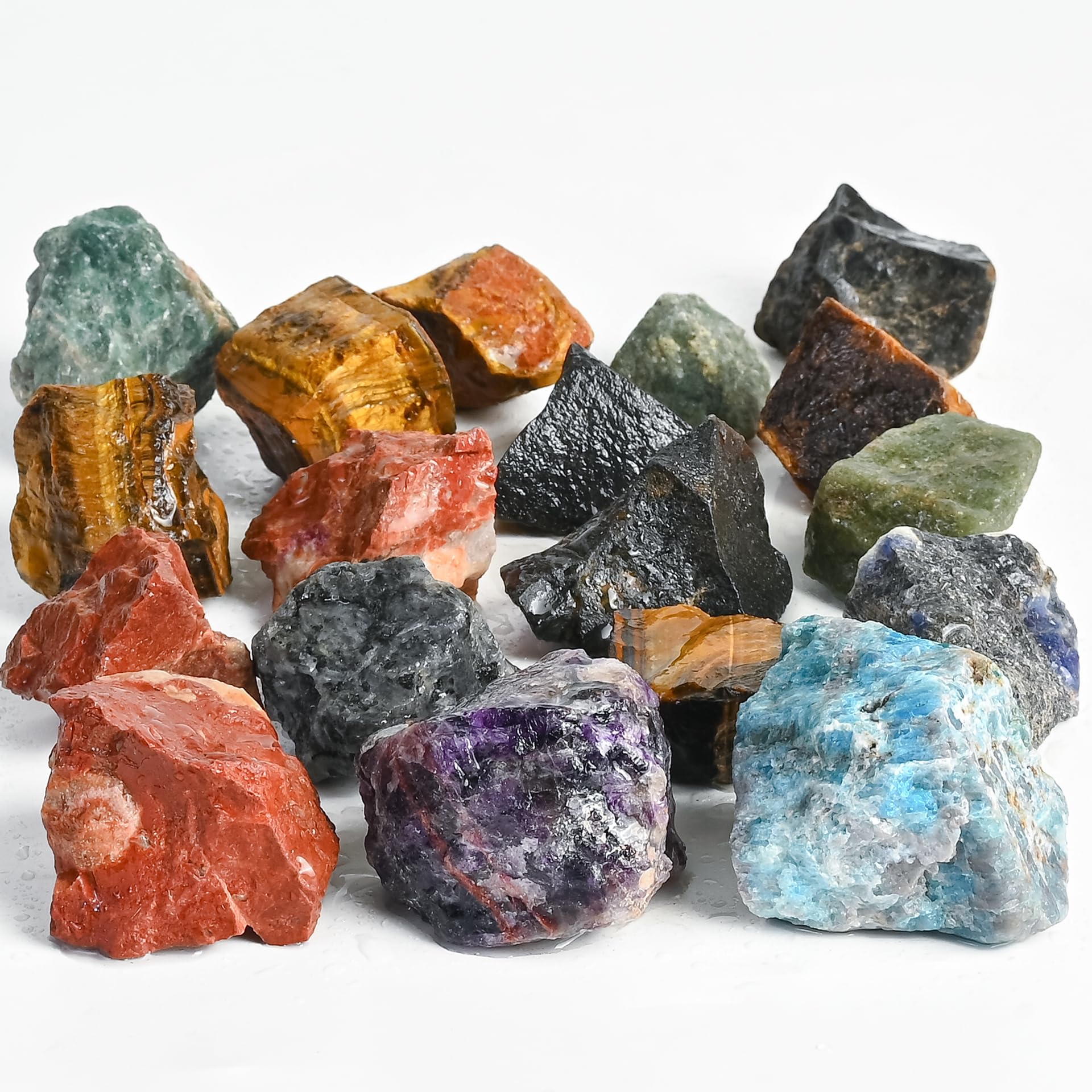 Crocon 1LB Assorted Rough Bulk Natural Stone Raw Gemstone Tumbling Cabbing Polishing Gem Mining Chakra Balancing Reiki and Crystal Healing Good Luck Home Office Décor