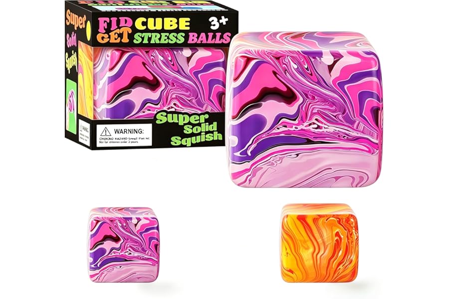 1 Pack Fidget Toys Squishy Stress Cube, Stress Balls for Kids Adults Squishies Stress Relief, Ice Squishy Cube Sugar Balls, Sensory Toys for Kids with Autism, Fidgets for Classroom Prize Toys (Pink)