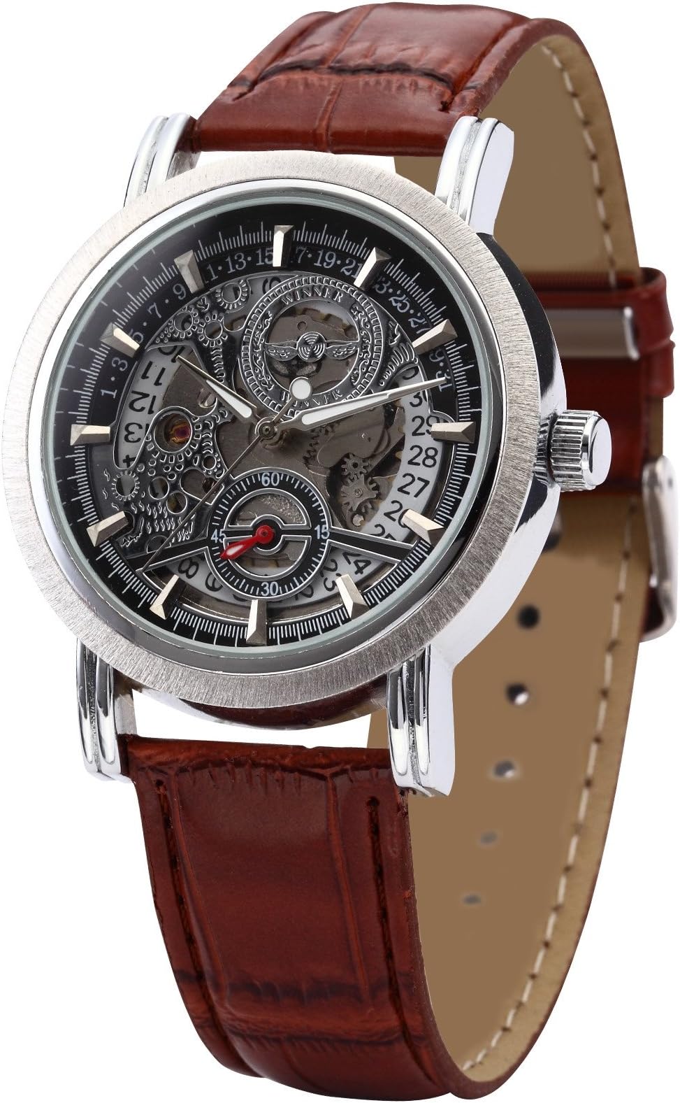 AMPM24 Skeleton Dial Stainless Steel Mechanical Leather Men's Wrist Watch + AMPM24 Gift Box PMW044