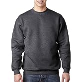 Bayside Men's Heavyweight Bottom Band Crewneck Fleece, Charcoal HTHR, 4XL