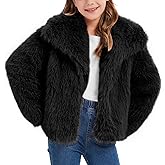 Rousytn Girls Faux Fur Coat Fluffy Furry Fleece Jacket Kids Warm Winter Shaggy Outwear with Pockets 5-14 Years