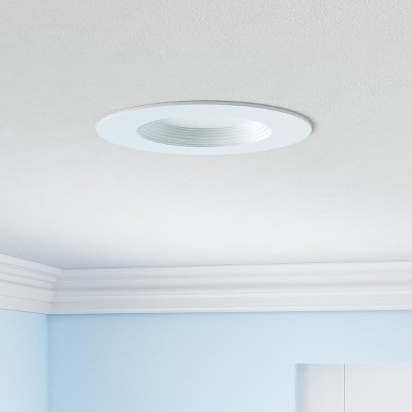 HALO 5 INCH / 6 INCH LED RECESSED LIGHT TRIM WITH 5 COLOR TEMPERATURES, DIMMABLE BAFFLE CAN LIGHTS FOR CEILING, 6-PACK. 750 LUMENS LT56079FS1EWHR6PK