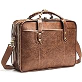 Bosidu Leather Briefcases for Men 15.6 Inch Business Computer Bag Laptop Bag for Men Water Resistance Travel Messenger Bag | Leather, 15.6 Inch, Business, Water Resistance, Travel