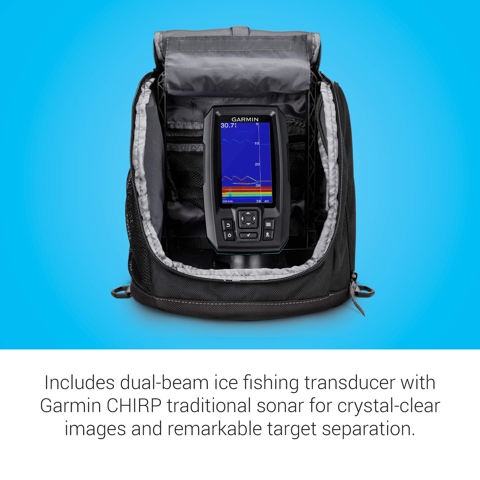 Garmin Striker Plus 4 Ice Fishing Bundle, Includes Portable Striker Plus 4 Fishfinder and Dual Beam-IF Transducer