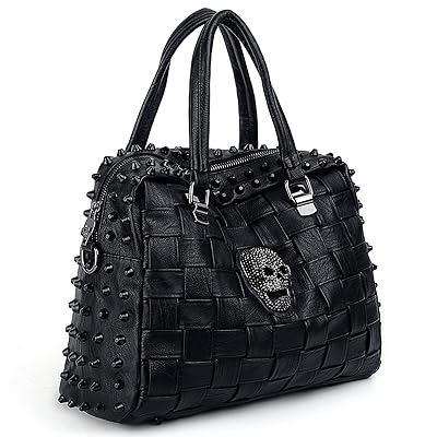 حقيبة حمل نسائية من UTO برشام مرصعة بتصميم مضفر حقيبة يد ناعمة PU جلد محفظة أكياس الكتف 466B