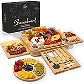 Zulay Charcuterie Board Set Extra Large - Great White Elephant Gift, Housewarming Gift for New Home, Bamboo Cheese Board - Charcuterie with Accessories, Wine and Cheese