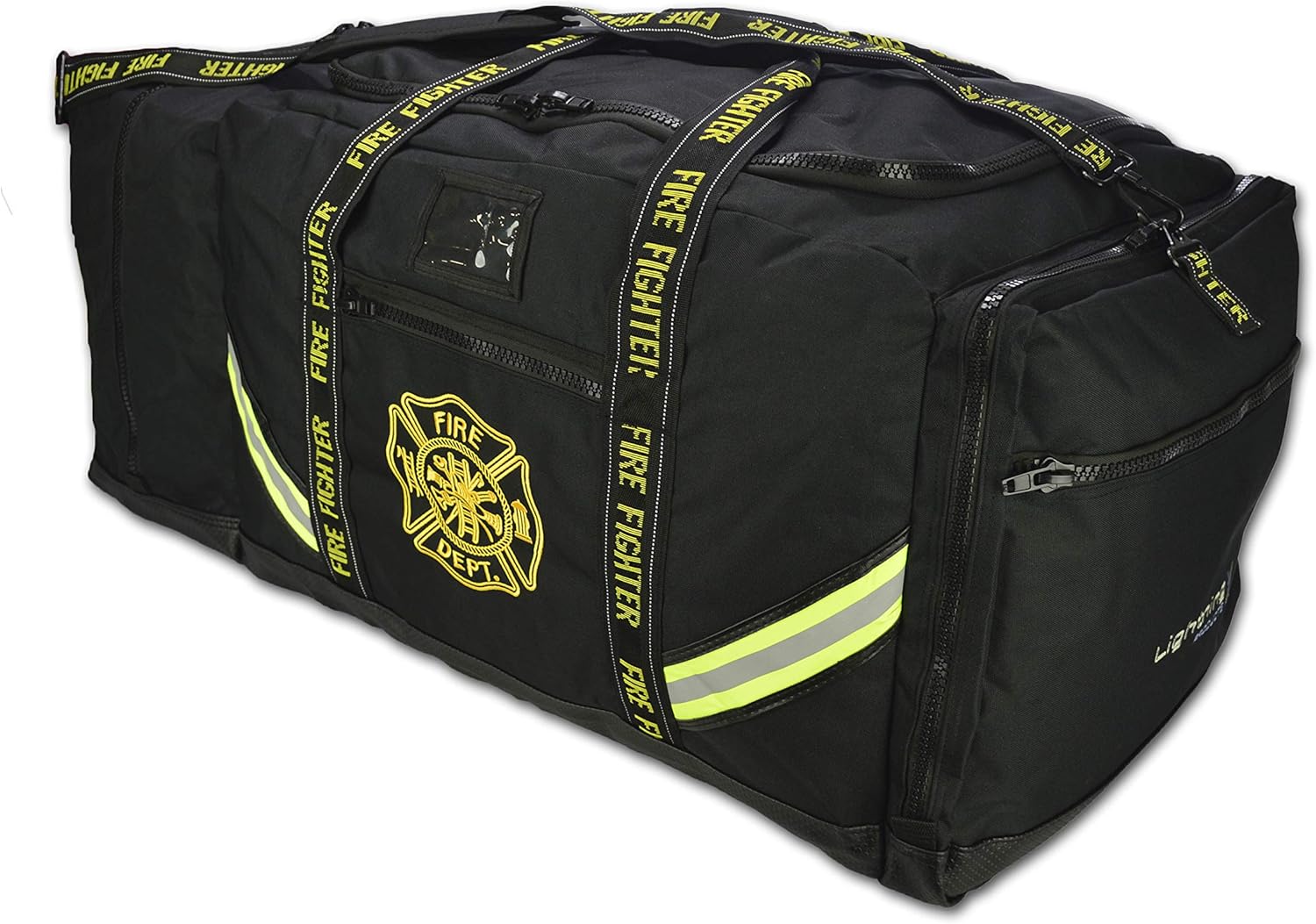 Lightning X Customizable Premium 3XL Firefighter Step-in Turnout Fire Gear Bag w/Embroidered Name - BLACK