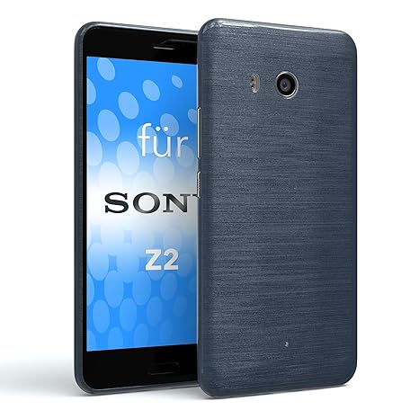 EAZY CASE Hülle für Sony Xperia Z2 Schutzhülle Silikon, gebürstet, Slimcover in Edelstahl Optik, Handyhülle, TPU Hülle/Soft C