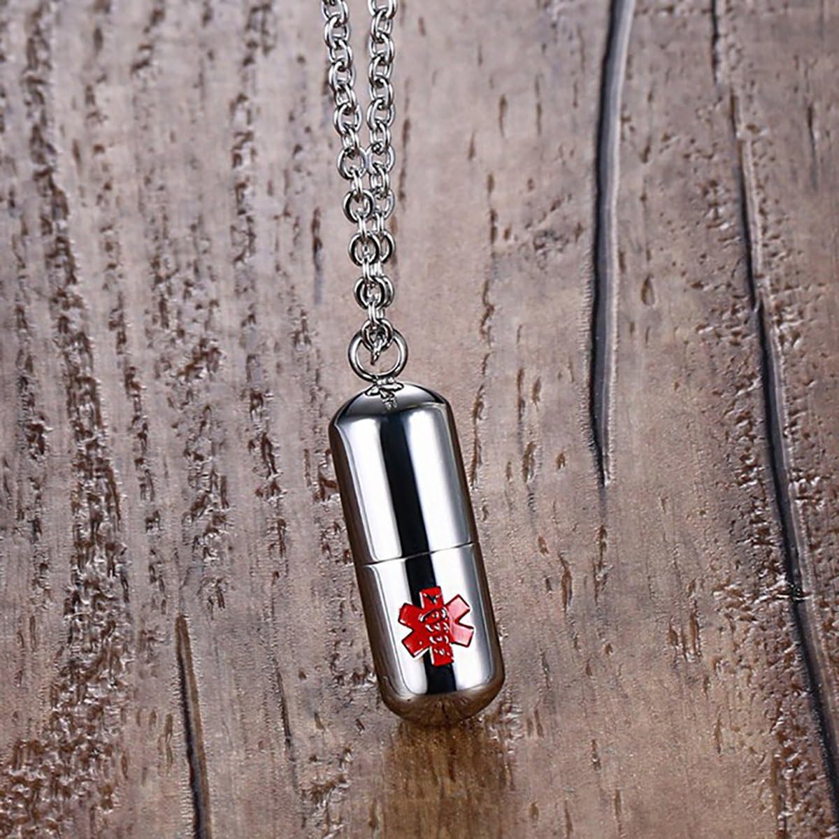 Flongo Medical Alert Necklace, Womens Mens Stainless Steel Medical Identification Alert Necklace - Image 3