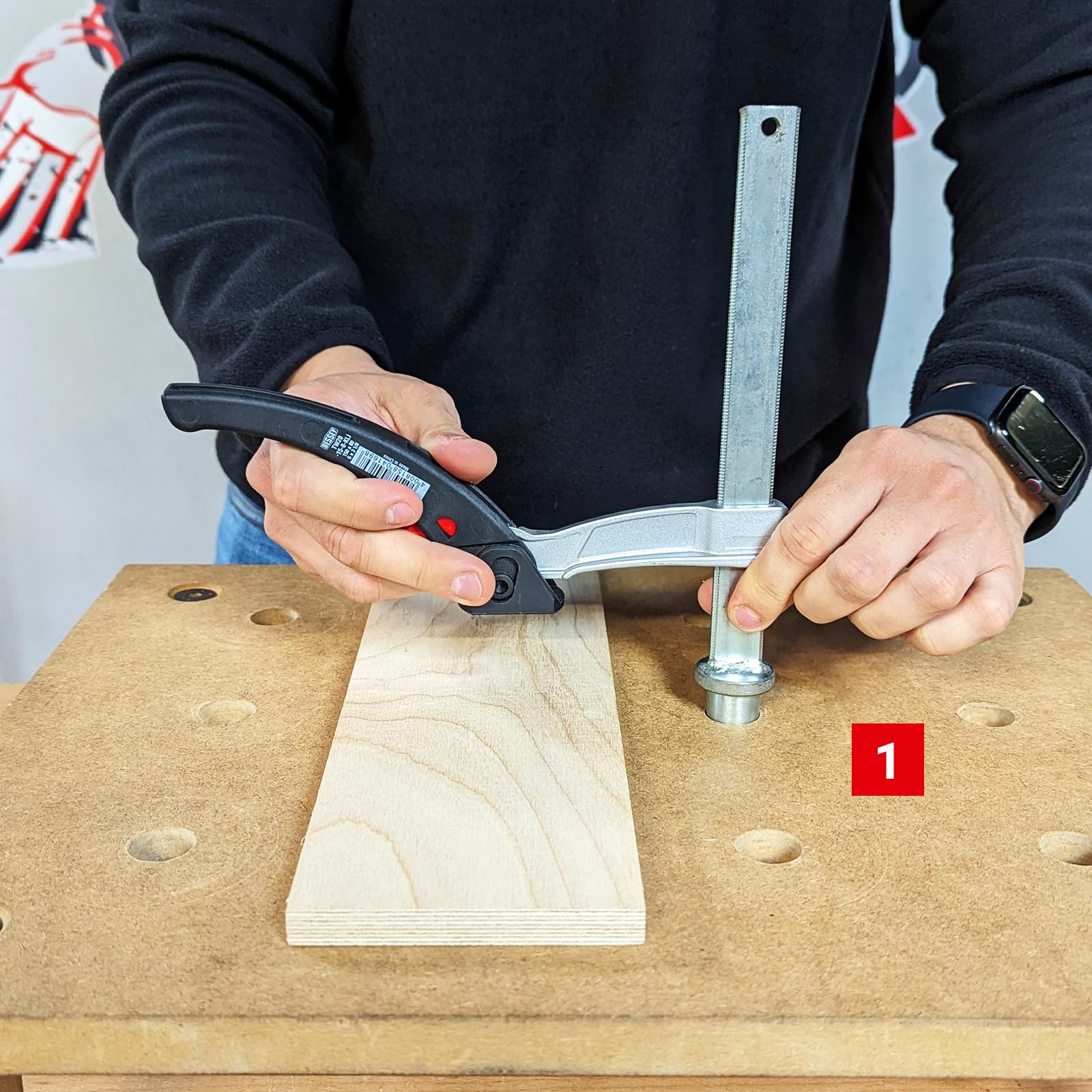 BESSEY Spannelement für Multifunktionstische TW20-15-8KLI-SET, Stabiler Gleitbügel aus leichtem Magnesium zum schnellen und vibrationssicheren Spannen, Gewicht 0,62 Kg 2