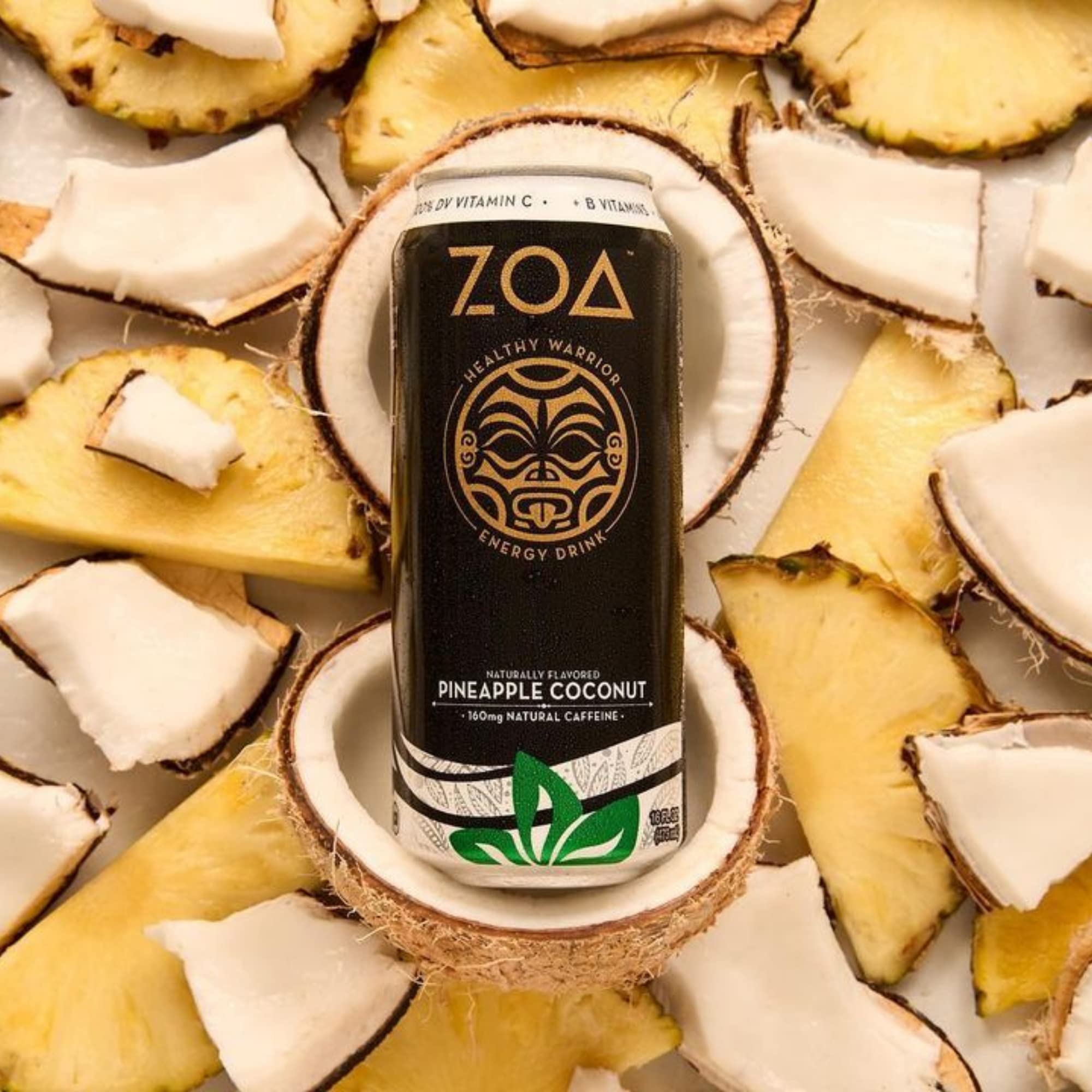 ZOA 100 Calorie Energy Drink, Pineapple Coconut, 16 Oz. (12 Pack
