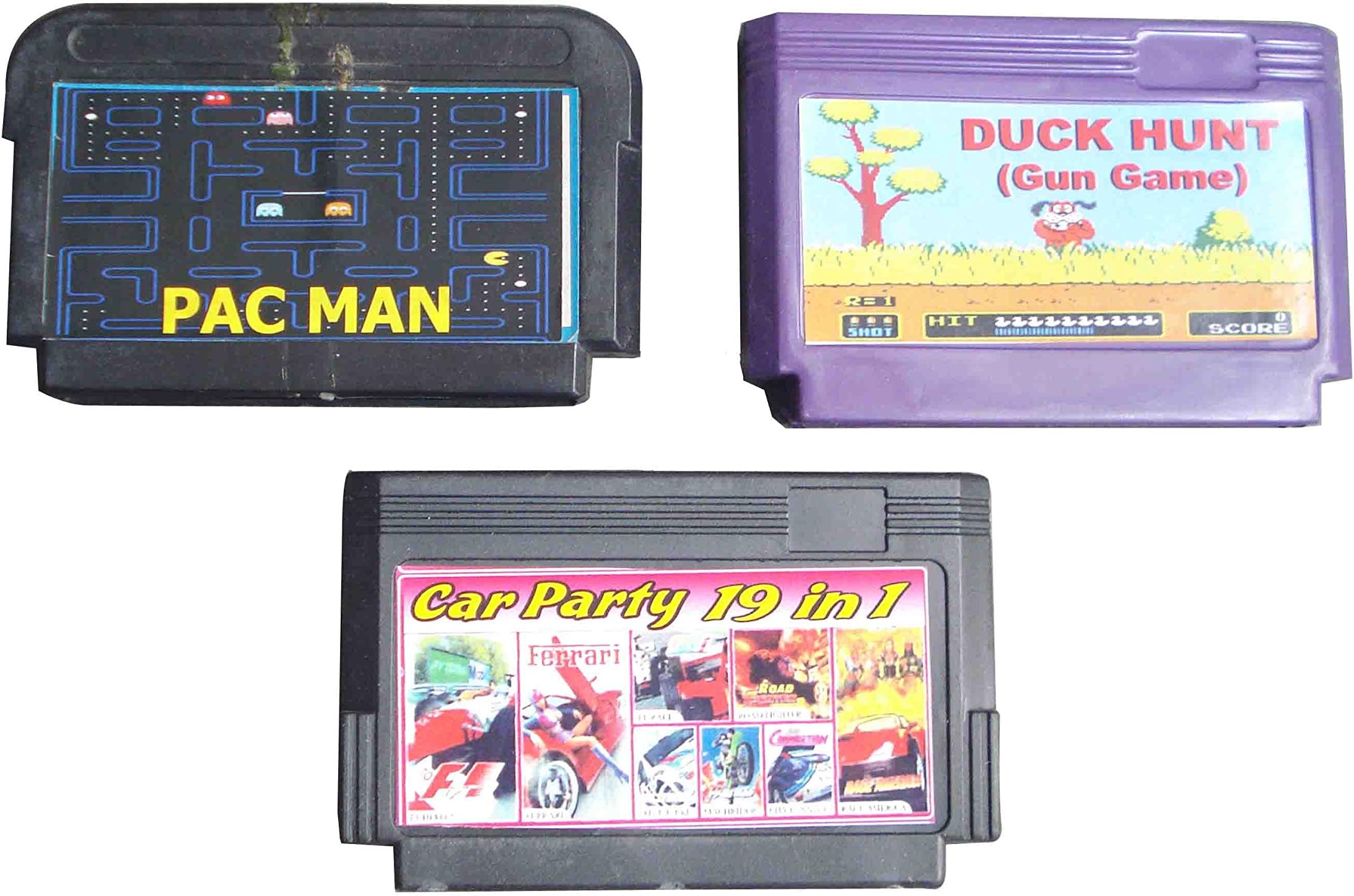 PTCMART 8 Bit Pacman , Duck Hunt And Car Party Tv Video Game Cassettes ( Set Of 3)