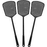 Fly Swatters-Begonia Flexible Heavy Duty Thick Fly Swatters with Bigger Paddle, Black 3 Pack