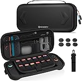 NEWDERY Carrying Case for Nintendo Switch 2, Portable Large Capacity Hard Shell with Adjustable Shoulder Strap for Switch 2 Travel Case with 12 Game Card Slots 6 Thumb Grip Caps – Black
