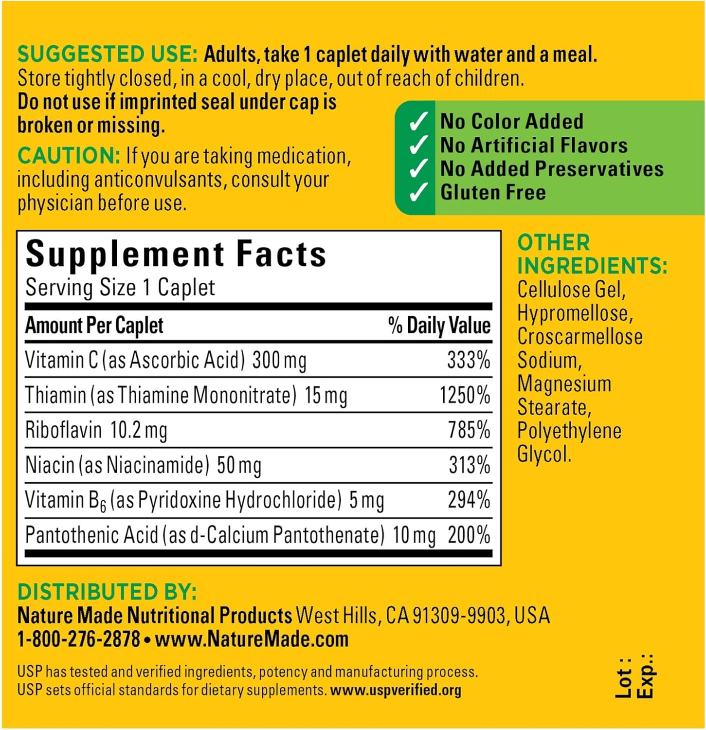 Nature Made B-Complex with Vitamin C Caplets, 100 Count: Health & Personal Care