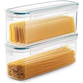 Komax Biokips Pasta Storage Containers w/Locking Lids (Set of 2) Airtight Food Storage Containers for Pantry - Pasta Containers for Organizing Pantry - Dishwasher Safe Canister Set (11.5 x 3.5 x 4.3)
