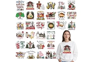 Falueqg Dtf Transfers Ready to Press - 30Pcs Christian Christmas Iron on Transfer for Tshirts, Bible Verse Xmas Iron on Decals Patches, Religious Jesus Merry Christams Heat Stickers for DIY Clothes