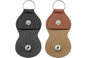 Bonsicoky 2 Pcs Guitar Picks Holder Case - Leather Guitar Picks Keychain Holder Cases Bag for Guitar Players - Black + Brown