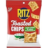 RITZ Toasted Chips Sour Cream and Onion Crackers, Individual Snacks, 2.5 oz Snack Pack