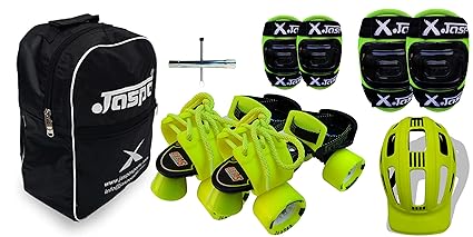 Jaspo Road Razor Intact Adjustable Senior Roller Skates Combo Suitable for Age Group 6 to 14 Years