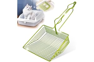 DHXYZZB Cat Litter Scoop, Fast Sifting Metal Cat Litter Scooper, Non-Stick Kitty Cat Scooper with Deep Shovel Poop Sifting Long Handle Cat Poop Scooper for Litter Box,Cat Scooper Jumbo Size Kitty Litter Scoop