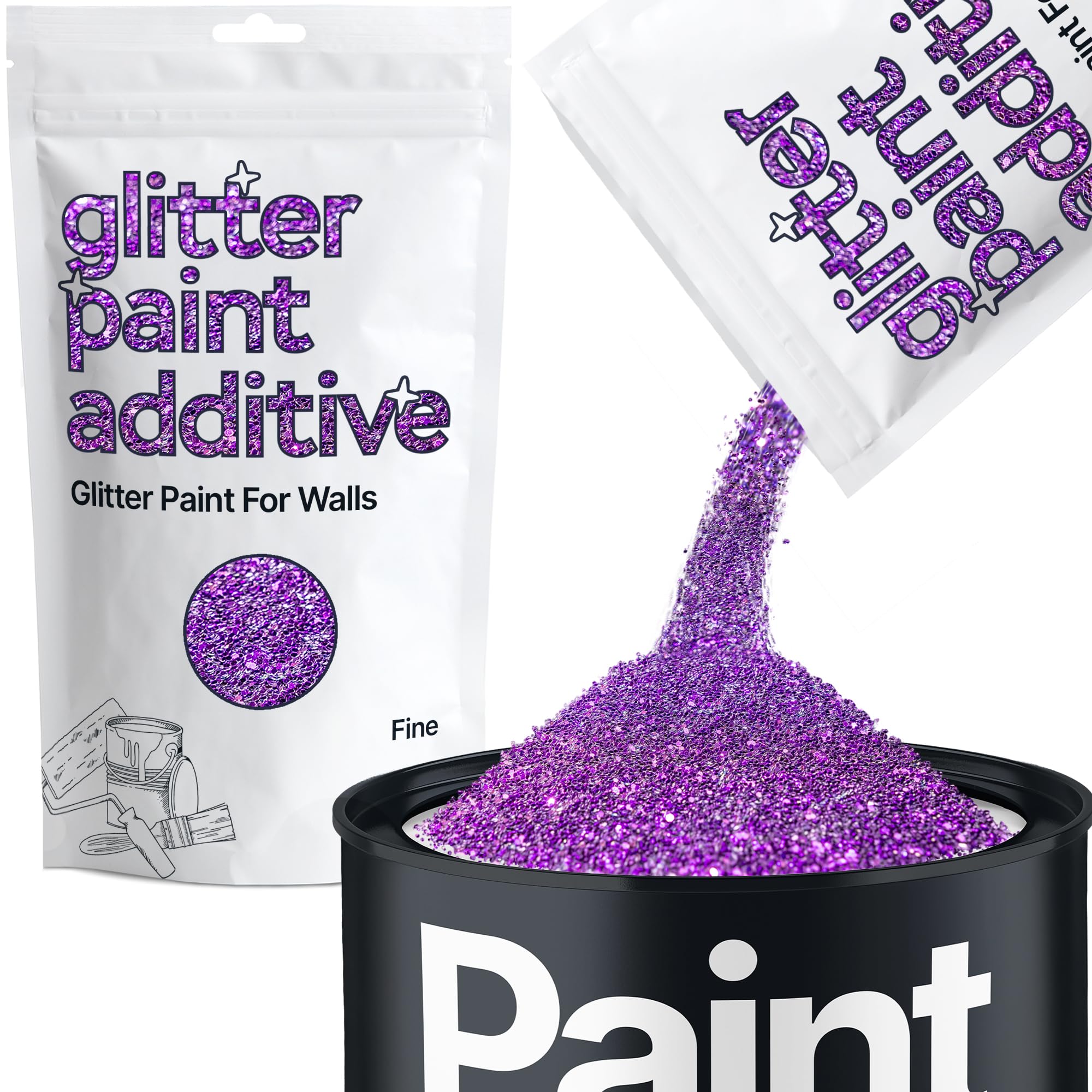 Hemway Purple Glitter Paint Additive Fine 100g for Adding Sparkle to Paints & Varnish | Paint Walls Sparkly Add to Emulsion, Acrylic or Lacquer Indoor