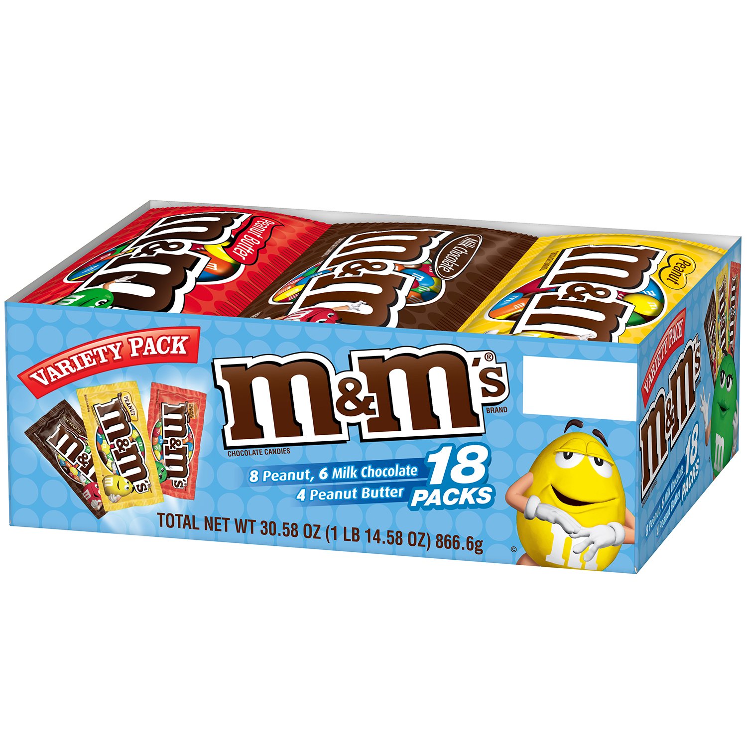 M&M's Variety Pack Chocolate Candy Singles Size 30.58Ounce