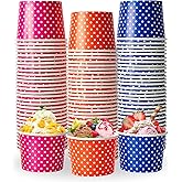 LITOPAK 120 Pack 12 oz Ice Cream Cups, Disposable Dessert Cups for Cold or Hot Food, Coloured Paper Dessert Bowls for Soups, Sundaes, and Ice Cream