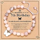 UNGENT THEM 6-16 Year Old Girls Birthday Butterfly Gifts, Butterfly Natural Stone Bracelet for Daughter Granddaughter Niece