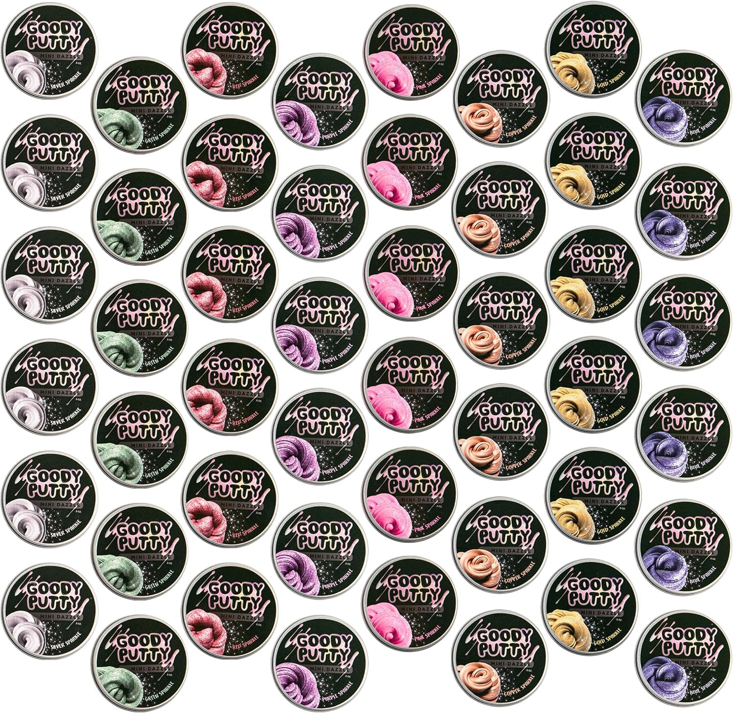 Dazzle Putty Toy Goody Putty Mini Tins 8 Pack (6 Sets (48 Tins))
