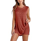 Bianstore Women's Summer Sweater Set Sleeveless Knit Pullover Top Matching Shorts 2 Piece Beach Vacation Outfits