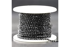 JEGOYER 10 Yards SS6.5/2.0mm Crystal Rhinestone Trim Close Chain, Diamond Claw Cup Chain Roll for Sewing Crafts Ideal Wedding Party DIY Decoration (Black)