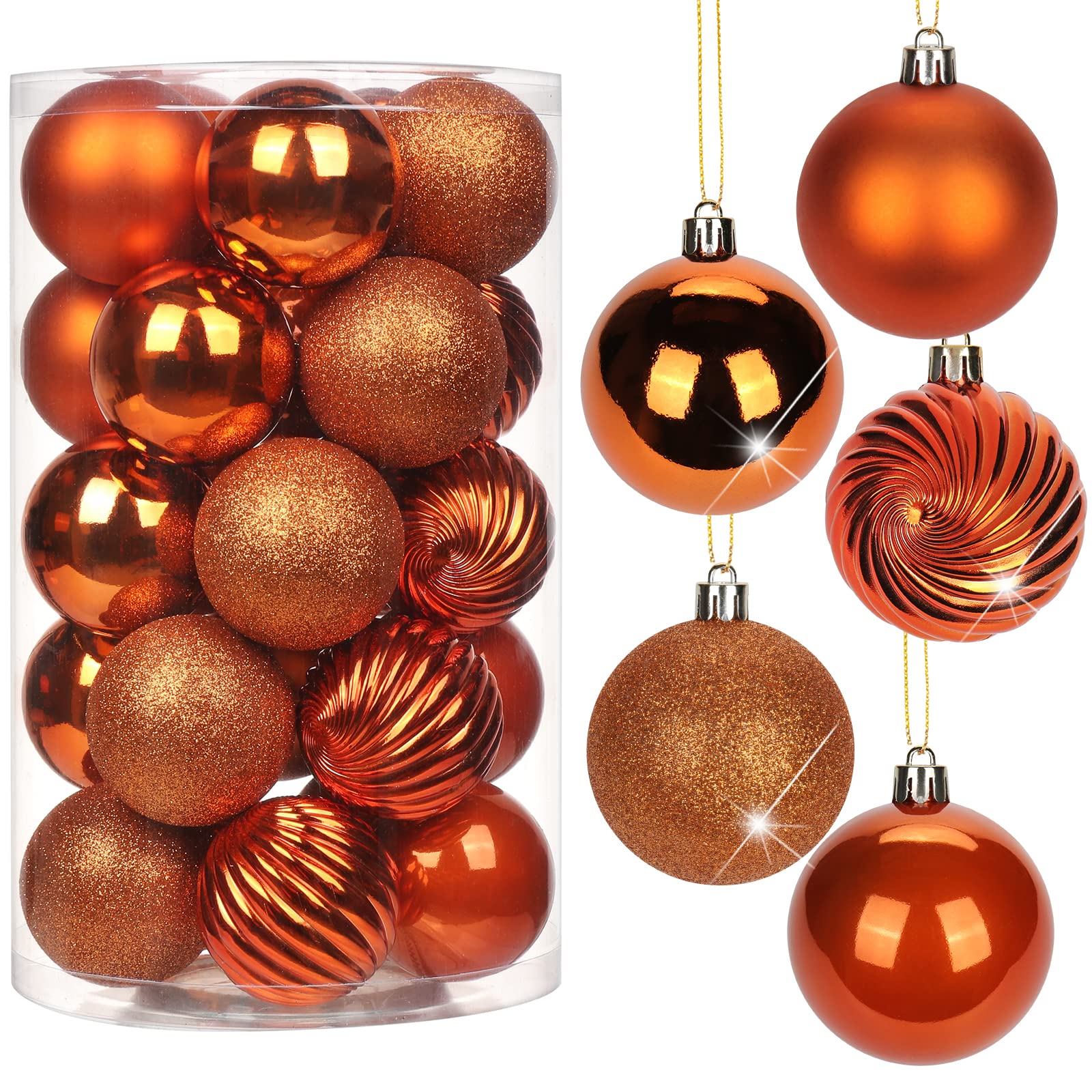 Photo 1 of 2.36" Orange Christmas Balls Ornaments 25 Pcs Shatterproof Christmas Ornaments Set Halloween Balls Ornaments Orange Ornament for Xmas Tree Holiday Party