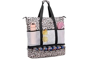 JIANYA Beach Bag Women Waterproof Sandproof Beach Tote Bags with Cooler Top Zipper Large Totes for Pool Travel Daily