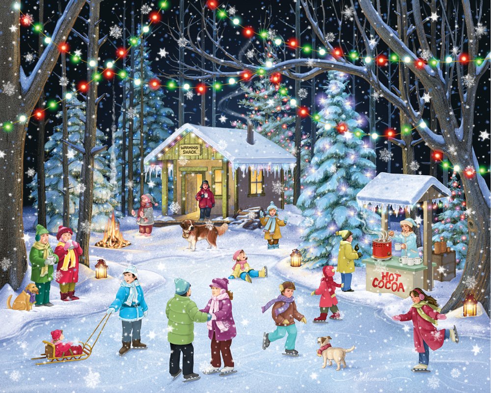 Vermont Christmas Company Woodland Skaters Rompecabezas de 1000 piezas