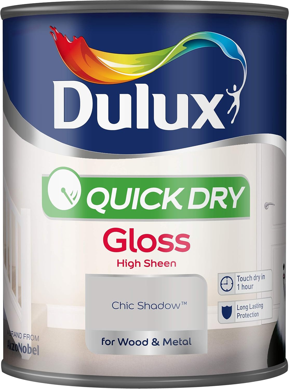 Dulux Quick Dry Gloss Paint For Wood And Metal - Chic Shadow 750Ml, 750 ml (Pack of 1)