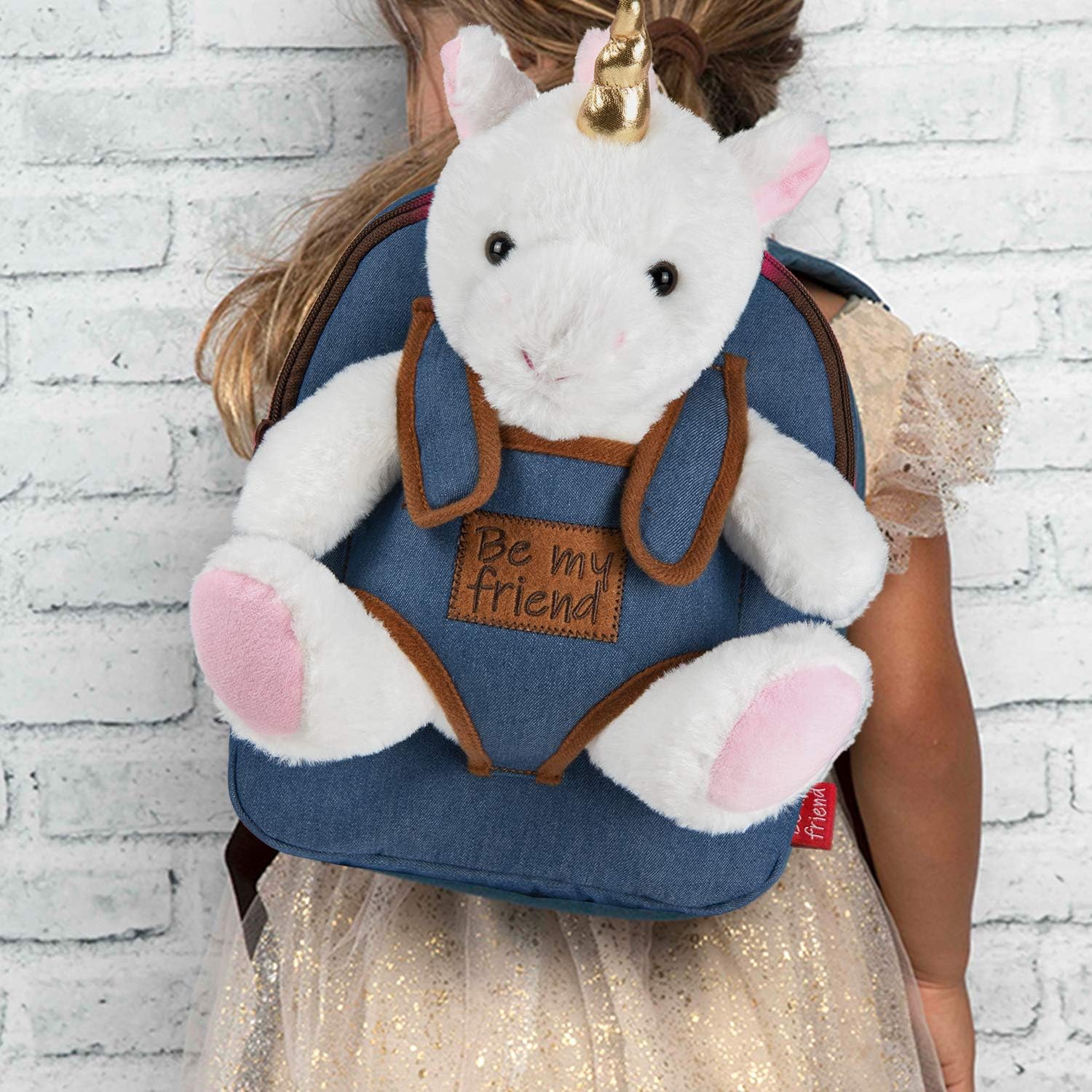 PERLETTI Plush Unicorn Backpack for Kids with Fluffy Stuffed Puppet - Image 5
