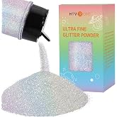 HTVRONT Holographic Extra Fine Glitter Powder - 50g/1.76oz, for Resin, 0.008" Portable Ultra Fine Glitter Powder for Nails, Candle Making, Crafts, Slime Fine Silver Glitter