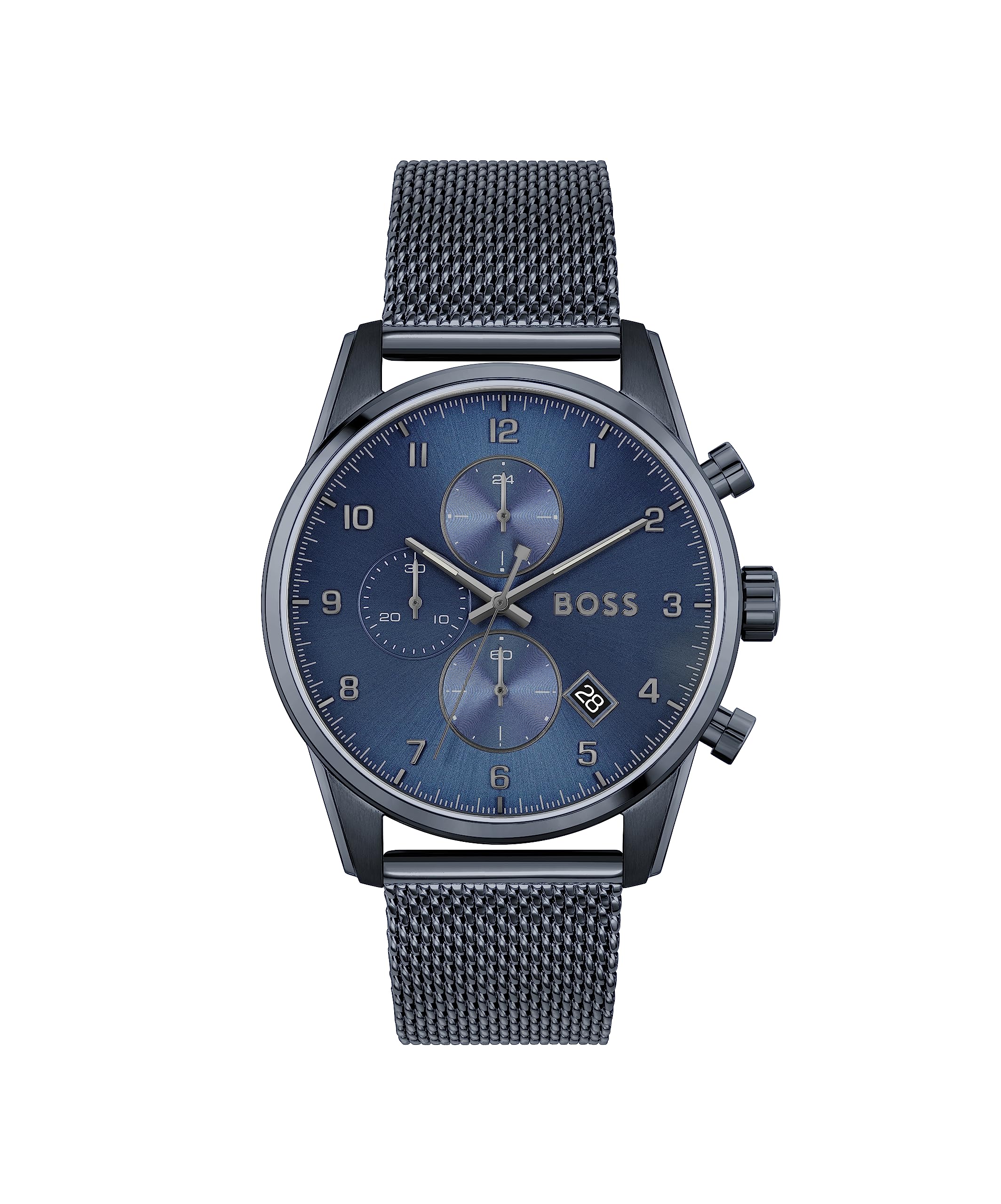 BOSS Chronograph Quartz Watch for Men SKYMASTER Collection with Blue Stainless Steel Mesh Bracelet - 1513836