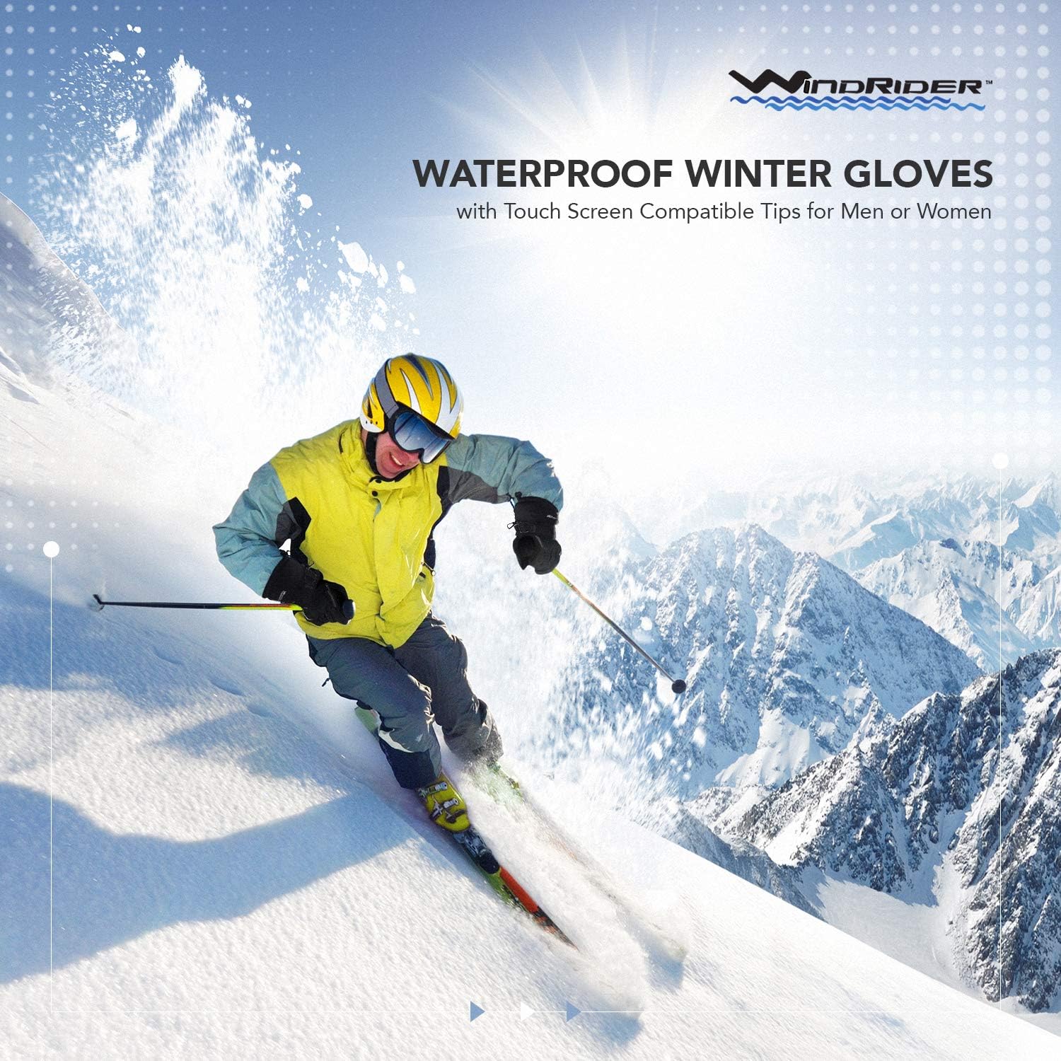 WindRider Rugged Waterproof Winter Gloves | Touchscreen Compatible | Cordura Shell, Thinsulate Insulation | Ice Fishing, Skiing, Sledding, Snowboard | for Women or Men : Clothing