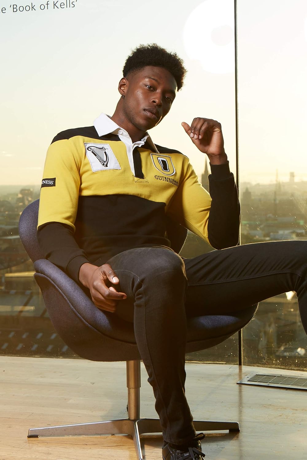 Guinness Mustard & Black Rugby Jersey: Clothing