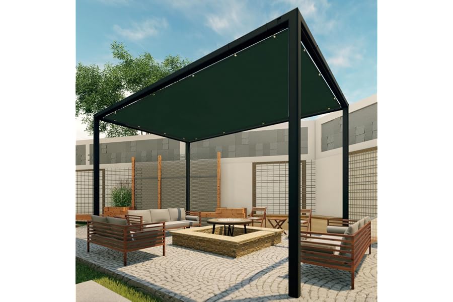 Patio Paradise 20'x40' Sun Shade Cloth with Grommets Rectangle Shade Sail Canopy Pergola Cover with Straight Edge, UV Block Fabric for Backyard Deck Outdoor Activities, Green