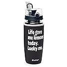 Hydracy Slogan Sleeves for 32oz Infuser Water Bottle (Bottle not included - Sleeve ONLY) - Charcoal Black