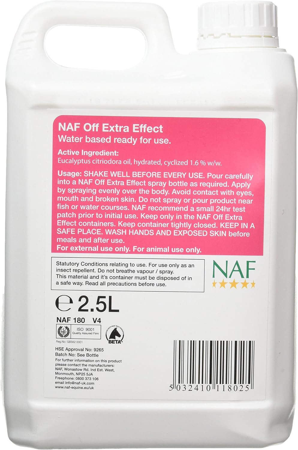 NAF Off Extra Effect Fly Spray Refill 2.5L, Natural Insect Repellent for Horses, Effective Against Flies - Image 3