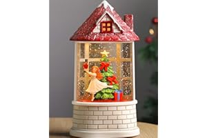 LFFITAL Christmas Snow Globe Ballerina Nutcracker Snow Globe Lantern with Music Glittering Lighted Christmas Tree and Clara Birthday Gift Table Indoor Decoration for Girls,USB and Battery Operated, 8.2"