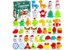 MGPARTY Christmas Goodie Bag Stuffers 42 Pcs Christmas Squishies Toys for Kids Bulk Mochi Squishies Fidget Stress Relief Toy Stocking Stuffers Christmas Party Favors Xmas Gifts