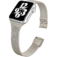 Meliya Slim Metal Band Compatible with Apple Watch 38mm 40mm 42mm 44mm, Stainless Steel Narrow Thin Replacement…