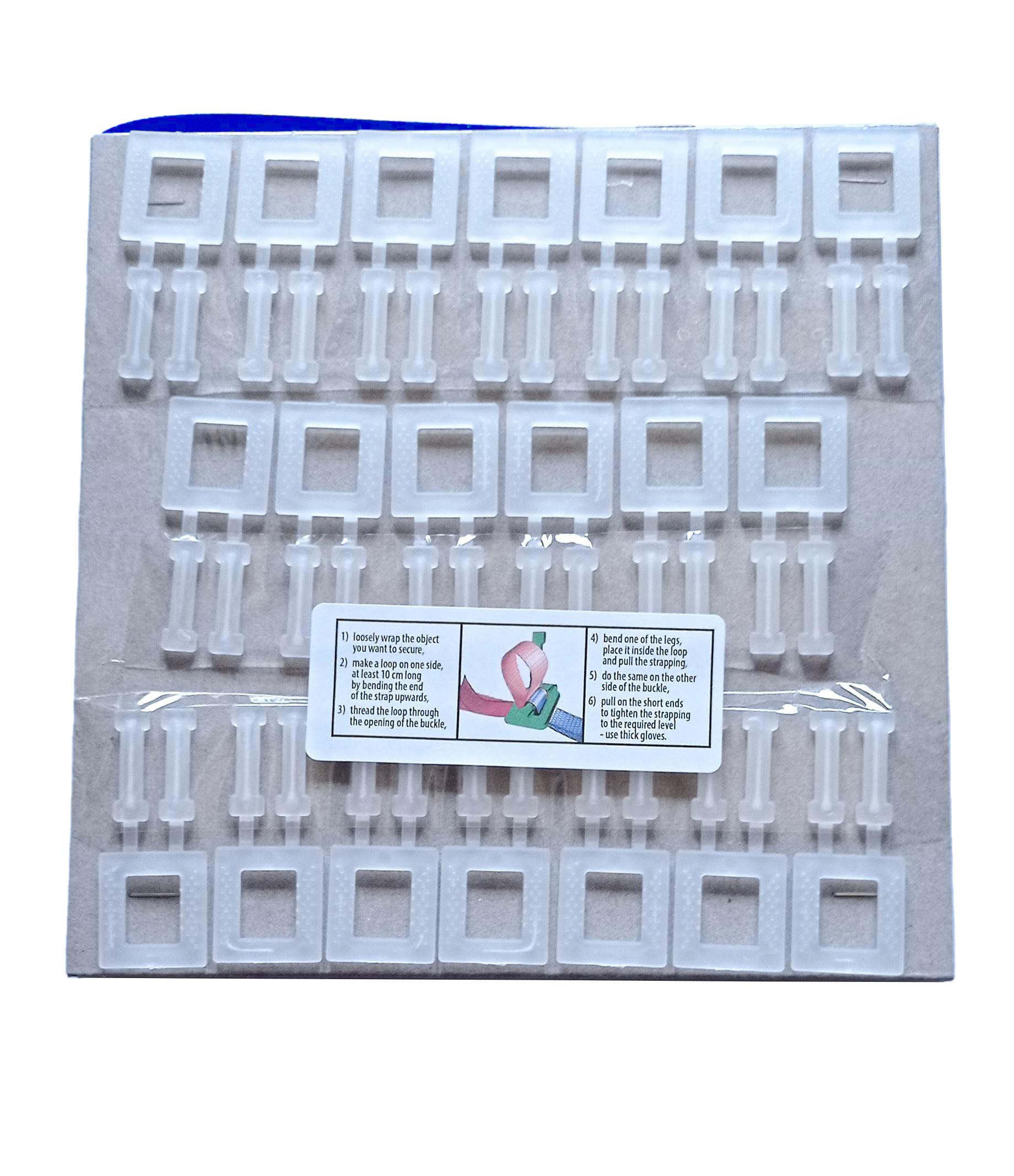 Polypropylene pallet/box strapping kit: 60m x 12mm strapping + 20x plastic buckles - in cardboard dispenser (Blue)