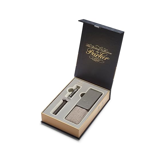 PARKER Ingenuity British Collection-Kugelschreiber mit 5th-Technologie – Set aus Geschenkbox und Etui, Large Black Rubber C.C